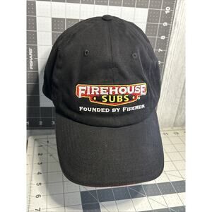 Firehouse Subs Fire Fighters Restaurant Black Hat Cap Strap Back Uniform Crew